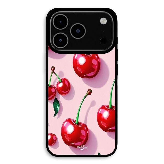 Hülle Für iPhone 18 Pro Max Kirschrot Hintergrund Rosa Maniacase schwarz