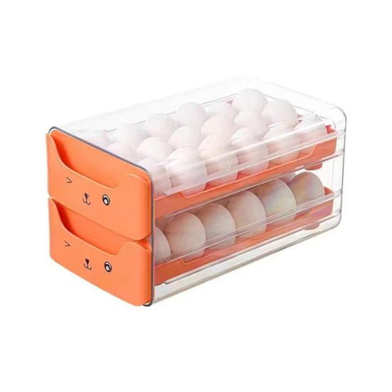 Egg Storage Box for Refrigerator Stackable Egg Container Holds 36 Eggs Kitchen Egg Organizer with Two Drawers for Fridge Counter