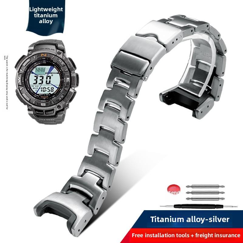 Lightweight Titanium Strap For Casio Watch Protrek PRG-240 PRG-130Y PRW-1500 Concave End Metal Bracelet Men Silicone Rubber Band