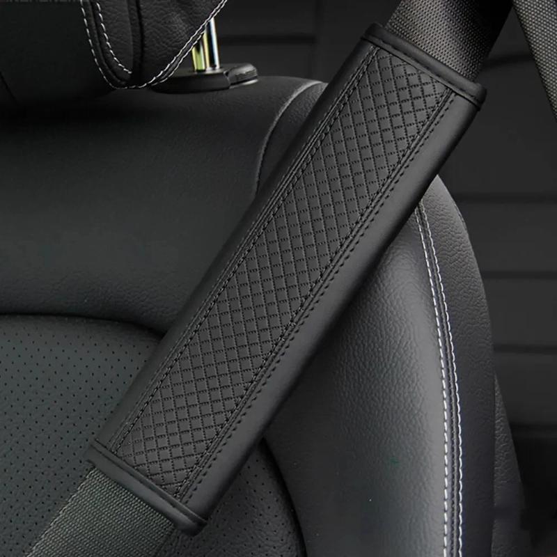 Embossed Fiber Leather Car Seat Belt Shoulder Strap Cover 1Pc Decompression Comfort Easy To Clean for Daily Use 1PCS