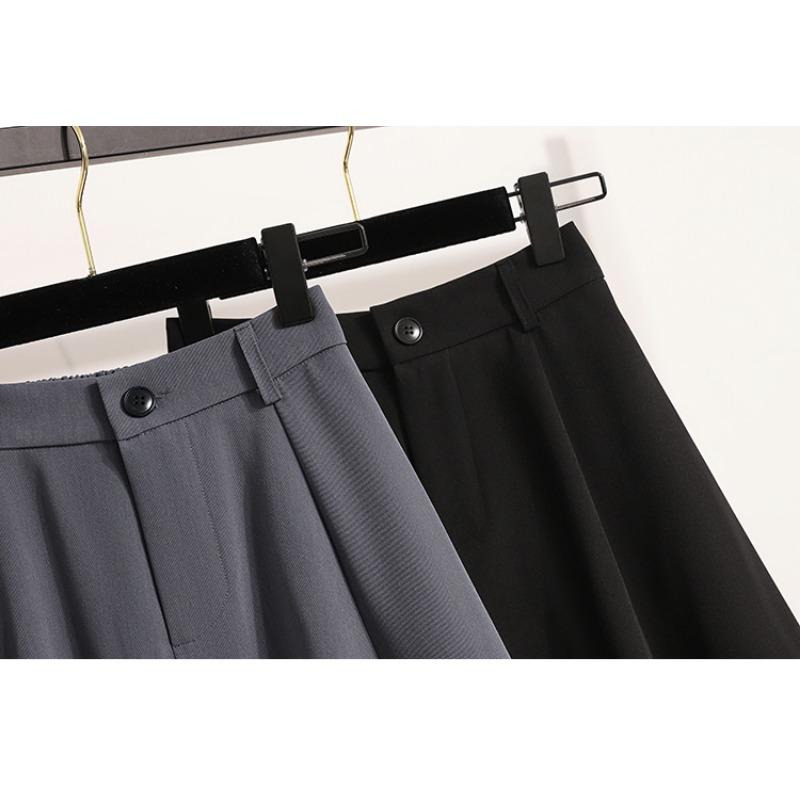 Spring Summer Women Plus Size New Skirts Vintage Elastic Solid Loose Pleated Skirts High Waist