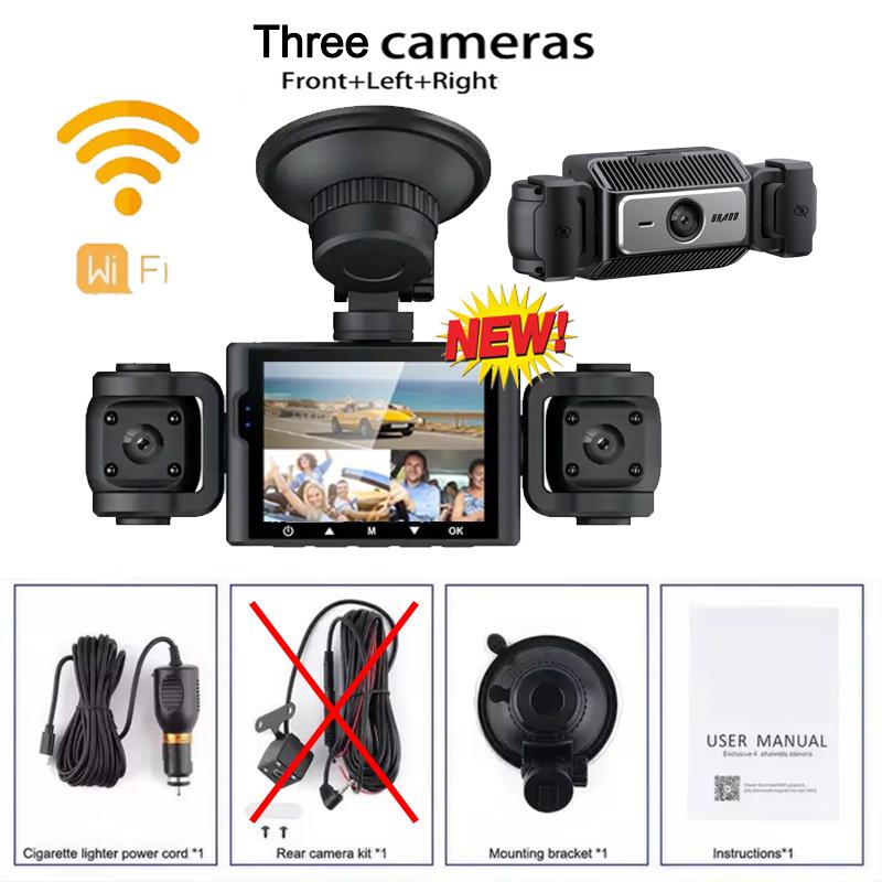 360° Car DashCam 3/4 Channels WIFI Video Recorder 1080P Car DVR  24H Parking Monitor Front With Rear View Night Vision Black Box