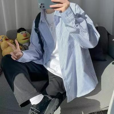 Men's Loose Striped Long Sleeved Shirt