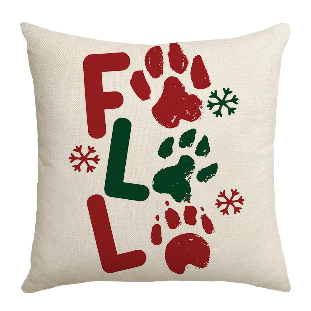 

Новая Зимняя Подушка с Принтом Писем Рождественская Праздничная Льняная Подушка с Принтом Щенка и Котенка 45 * 45Cm (excluding pillow core)