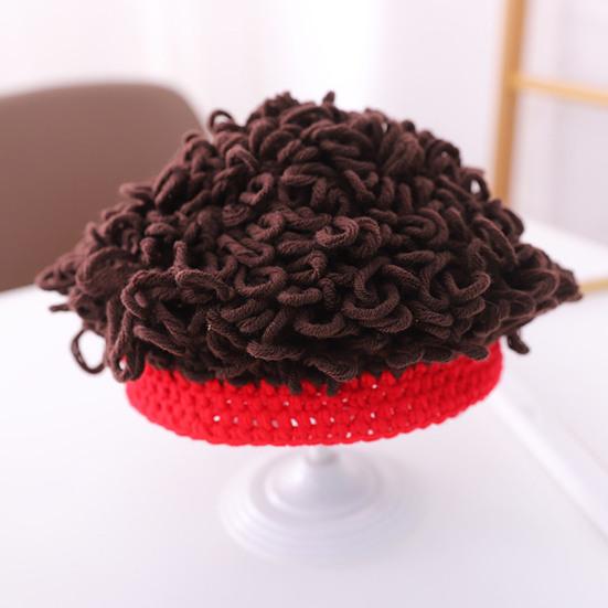 Baby Wig Cap Cute Comfortable Dress Up Knitting Infant Toddler Photo Short Curly Explosion Wig Hat for Daily Wear