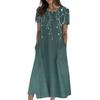 Women's Summer Casual Fashion Printed Short Sleeve Round Neck Pocket Dress