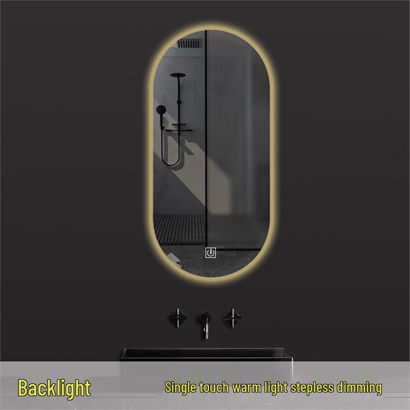 Oval LED Smart Vanity Mirror, Anti-Fog, Wall-Mounted for Bathroom Use.