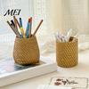 Organizzatore per Matite Portapenne in Rattan Sintetico, Stile Intrecciato Porta Pennelli da Trucco Boho per Scrivania, Bicchiere Multifunzione in Resina per Organizzazione Casa Ufficio