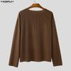 INCERUN Spring Men Long Sleeve Casual Loose Rib Pullover T-shirts Tops