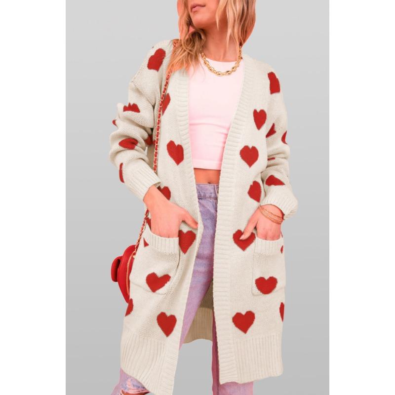 Damen Winter Liebe Strick Midilanger Übergröße Pullover