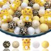 30PCS Silicone Bead Set - Cute Dinosaur, Plant & Flower Designs for DIY Jewelry, Keychains, Bracelets & Craft Pens