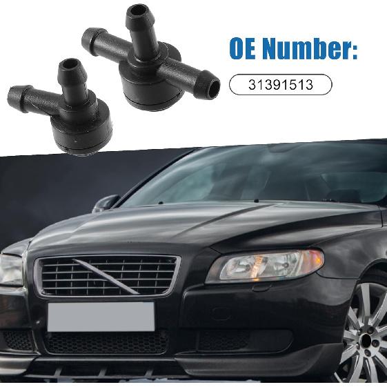 Windshield Washer Nozzle Kit 31391513 Wiper Wash Spray Jet for Volvo S80 1999-2016 Plastic (Set of 2)