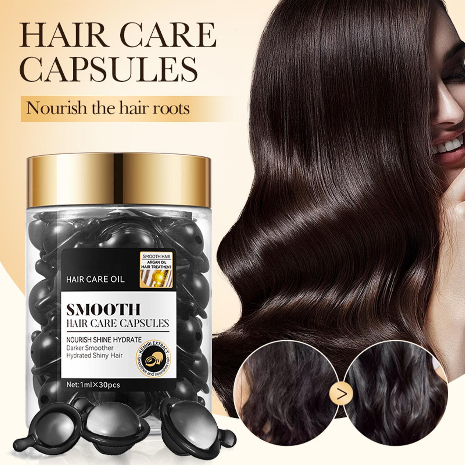 

30 шт. Капсулы с сывороткой для волос с аргановым маслом – Растительная формула для питания и разглаживания, Восстанавливает секущиеся кончики One Size чёрный