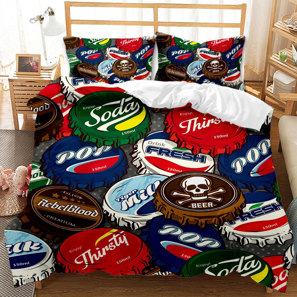 D digital printing urban design quilt cover bed grinding three-piece set