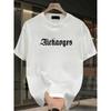 European size Men'S Summer New Loose-Fit Oversized Casual Short-Sleeve T-Shirt with a Brand Print