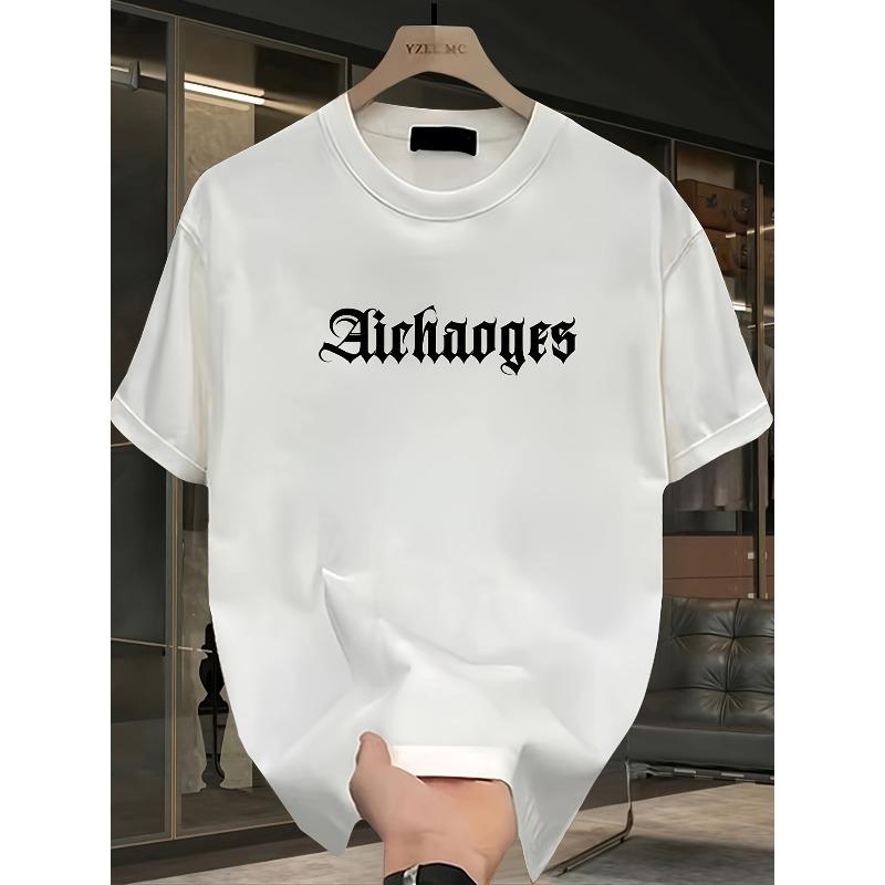 European size Men'S Summer New Loose-Fit Oversized Casual Short-Sleeve T-Shirt with a Brand Print