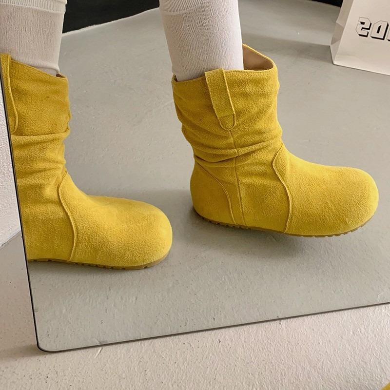 Fashion versatile retro stacking boots ankle boots Martin boots women's autumn and winter solid color new small short boots