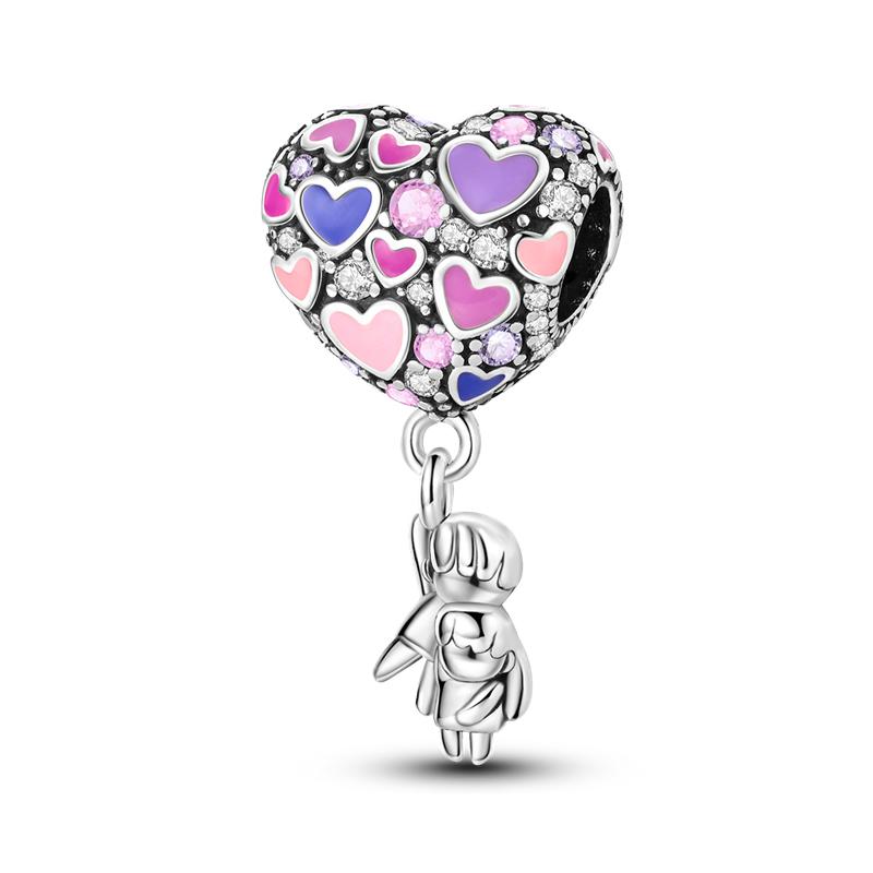 Romanticcopper Couple Colourful Heart Shapedballoon Charms Beads Fit 3Mmoriginal Bracelets Diy Jewelry Gifts