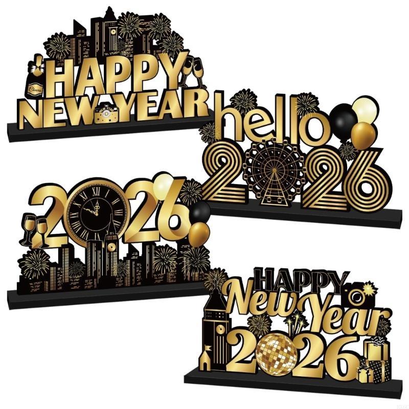 New Year Decorations Eve Party Supplies Tiered Tray Decors Happy New Year Centerpieces 2026 Happy New Year Table Signs HX6C