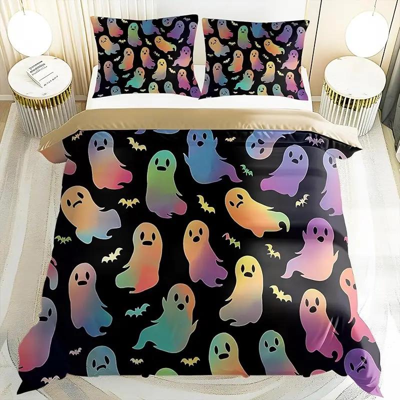 Kawaii Ghost Duvet Covers Halloween Bed Children'S Bedroom Decorations For Boys And Girls