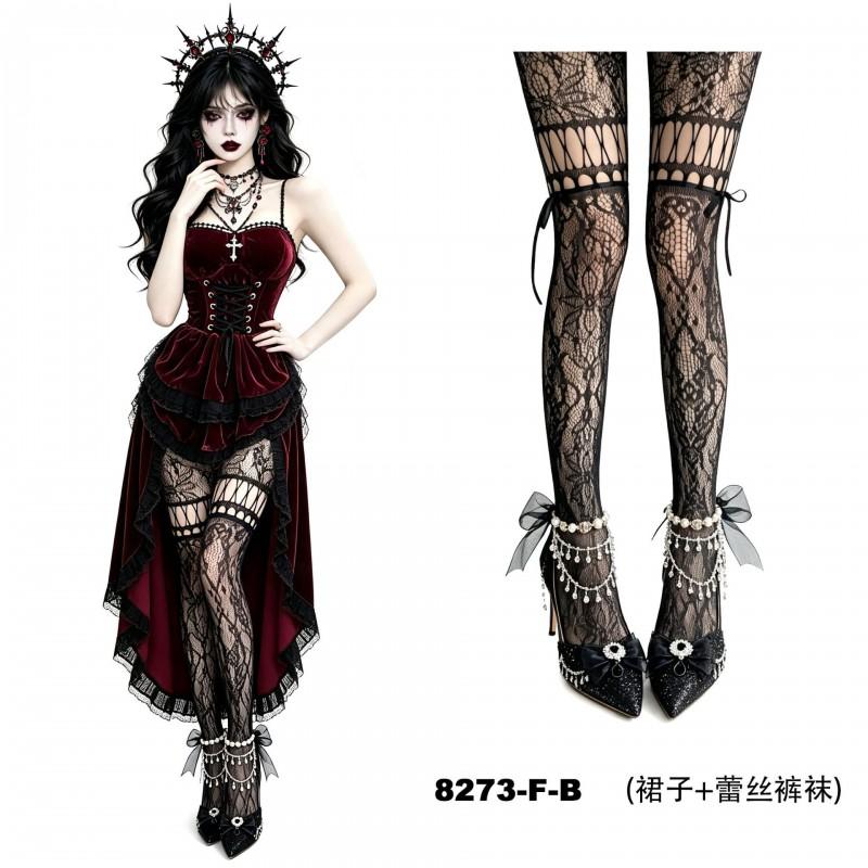 Gothic Vampire Costume Dress Wine Red Velvet Corseted Maxi Skirt Dark Queen Cosplay Outfit Halloween Party