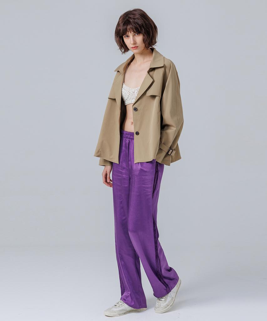 PAGE Satin Elastic Waist Pants _Purple