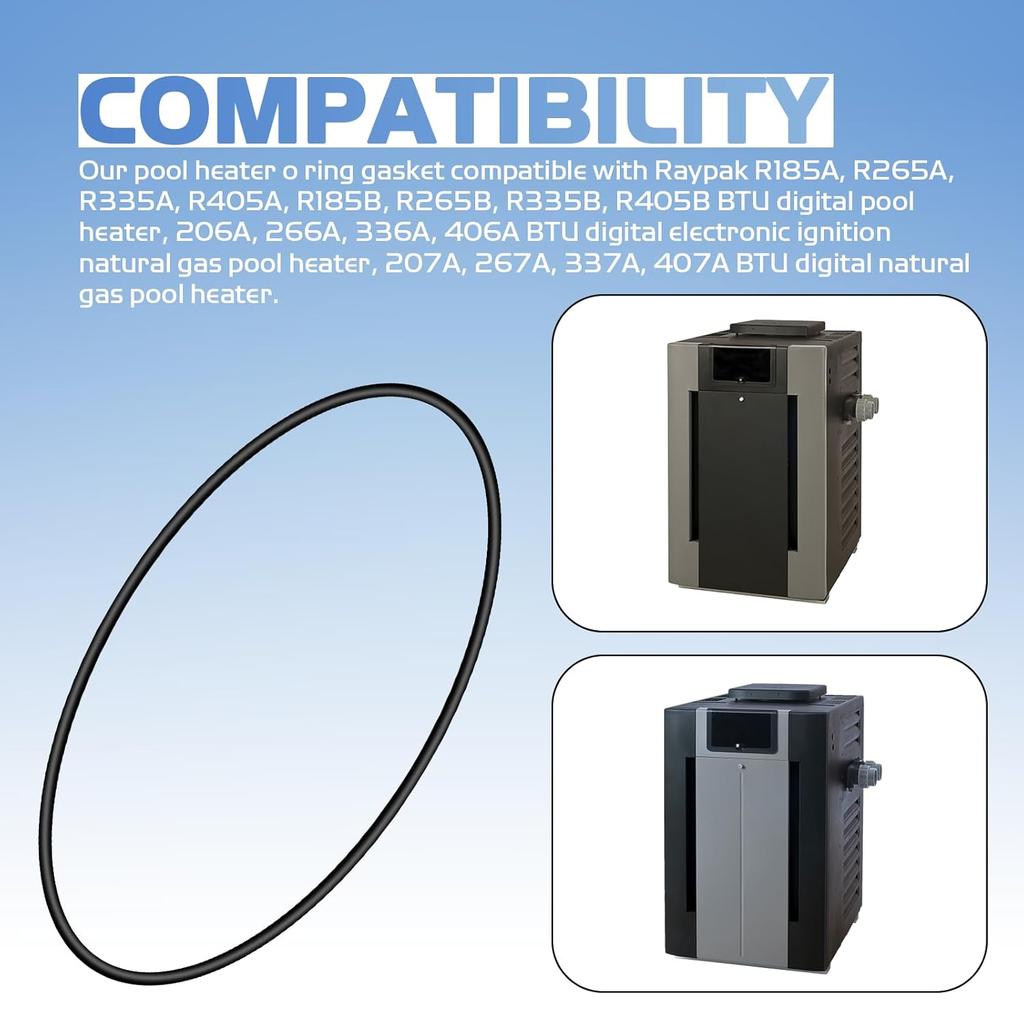 006713F O Ring Gasket for Raypak Heater Heat Exchanger, Pool Heater O-Ring Gasket 185-405 206-406 207-407-Kit, Pool Heater Replacement Parts