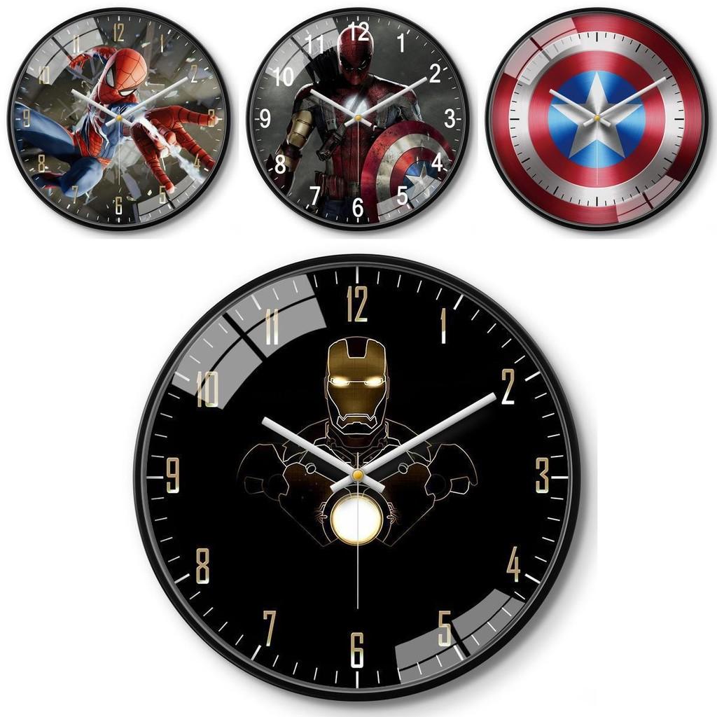 Marvel Captain America Iron Man Spider-Man Muster Wanduhr für Kinderzimmer Dekoration