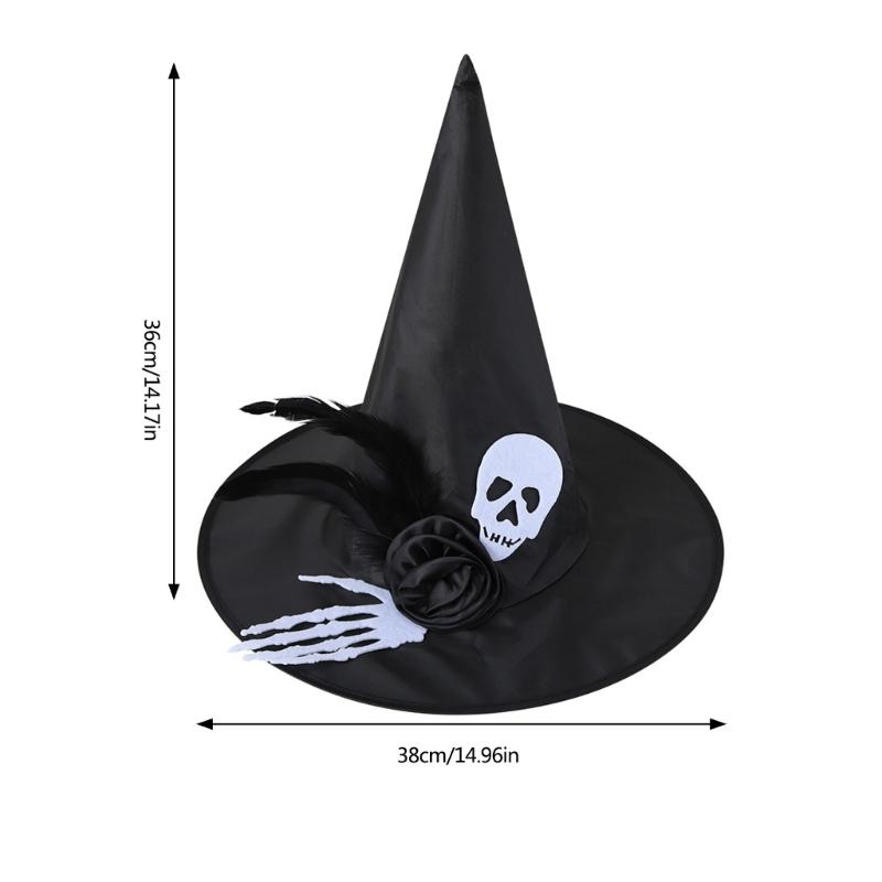 Halloween Witch Caps for Adult Unisex Veil Spiders Wizard Hat Roleplaying Pointed Hat Theme Party Family Gathering Hat