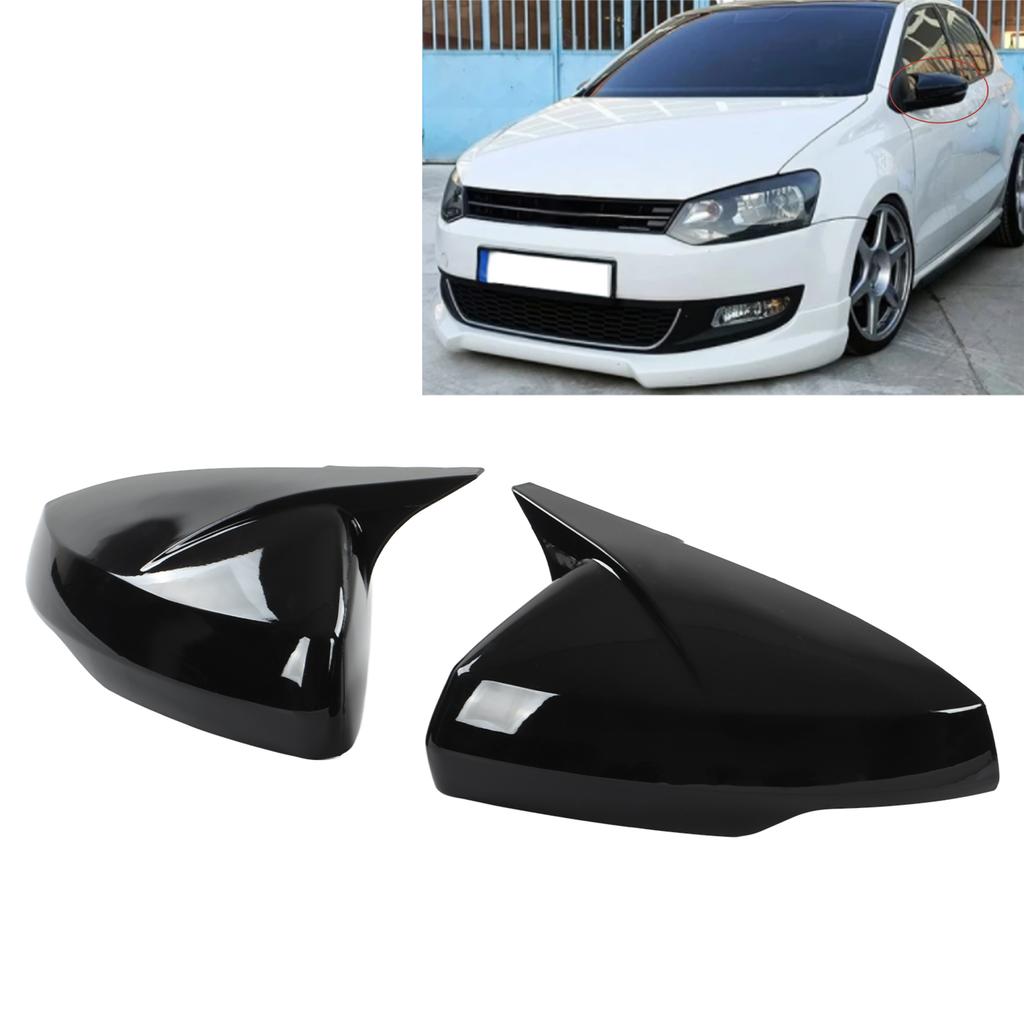 Pair Rr View Mirror Protective Covers Left Right Snap In Replacement for MK6 2018+(Glossy Black )