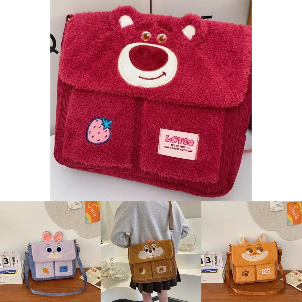 Adorable Plush Animal Pattern Handbag For Girls Spacious Commuting And School Use