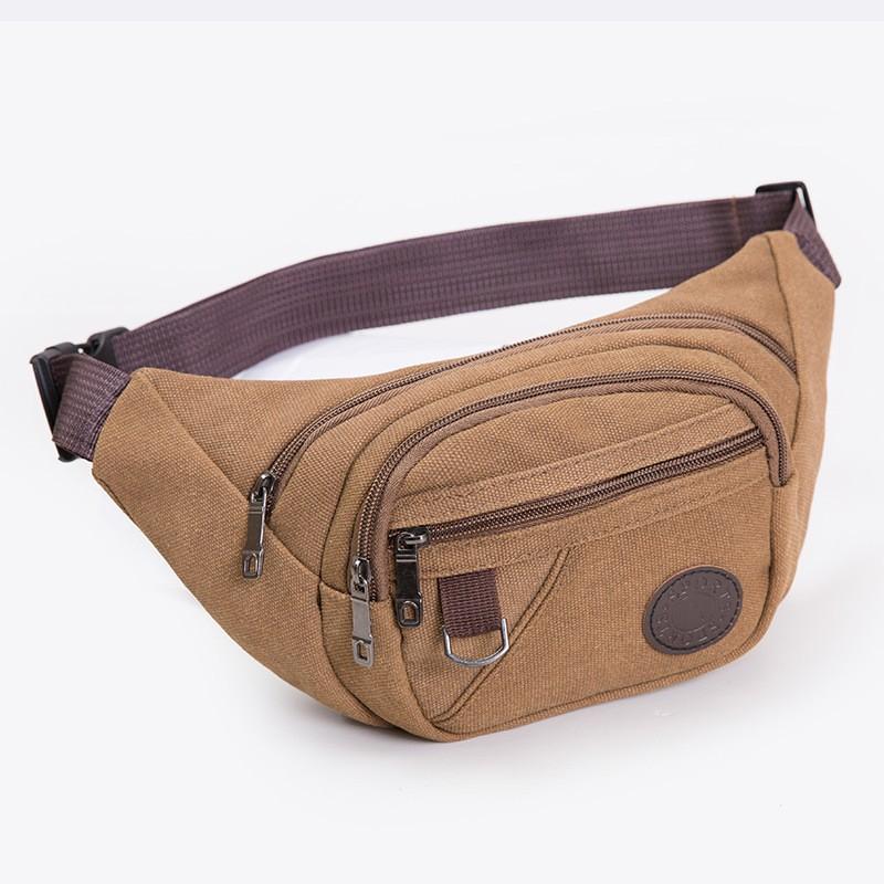 

Casual Canvas Waist Bag Waist Bag Mobile Phone Bag Banana Bag Fanny Pack Men коричневый