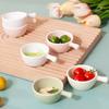 4pcs Ceramic Disc with Handle, Cute Mini Bowl, Cream Dessert Cereal Bowl