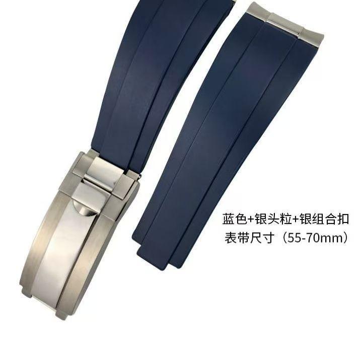 20mm  Metal Link Curved End Rubber Watchband For Rolex Submariner DAYTONA Yacht-Master GMT Strap Silicone Bracelets