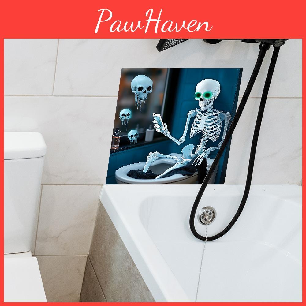 Kreatives Halloween Toilette Skelett Spieltelefon Muster Heim Wandaufkleber Dekor