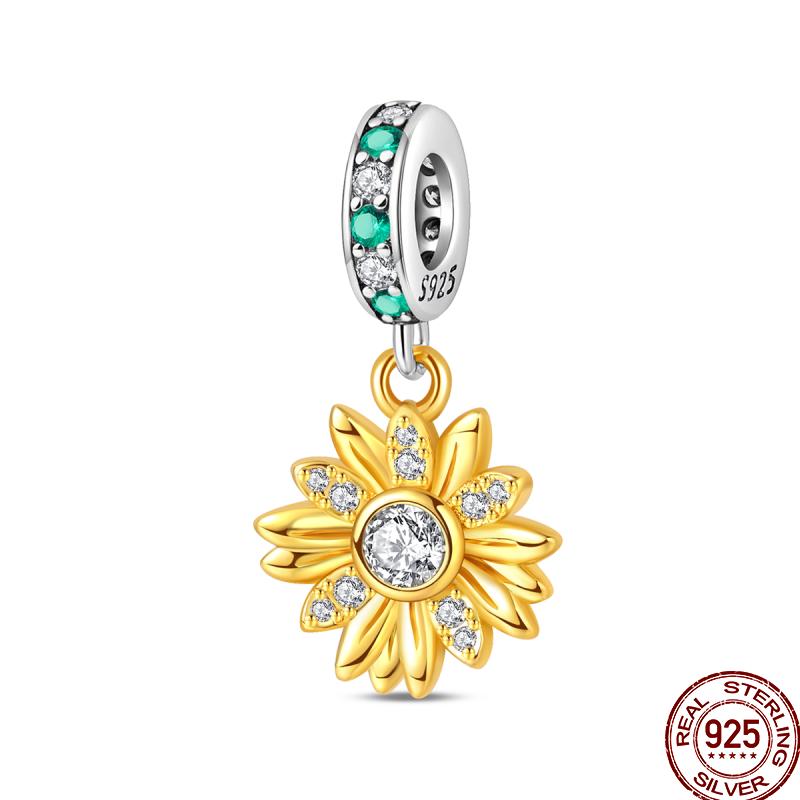 Bouquet Confession Copper Sunflower Butterfly Flower Charm Beads Suitable For 3Mm Bracelet Diy Fine Jewelry Making