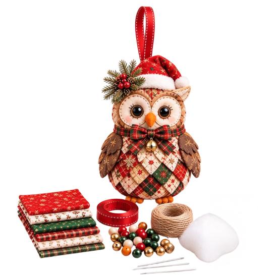 DIY Projects for Winter Festivals Patchwork Ornament Kit Christmas Holiday Decoration, Decorative Fabric Craft Set with Traditional Patterns Seasonal