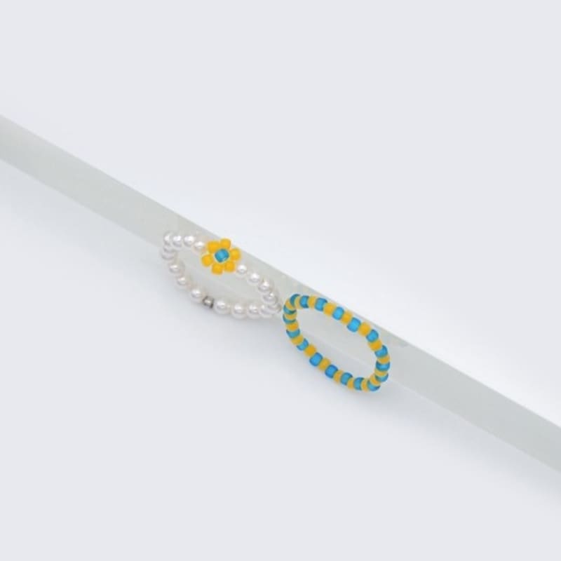 BONBEAU Refresh Flower Beads Pearl Ring Flower Bead Freshwater Pearl Layered Ring Set