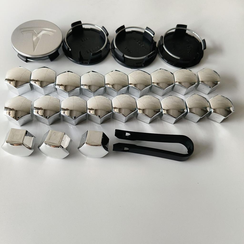 DQVFC1 56MM 5 Pièces 27 Pièces 31 Pièces Pour Tesla Model3 S/X Y Cache-Moyeu de Roue Jante Cache-Centre de Roue Accessoires de Décoration Cybertruck Roadster