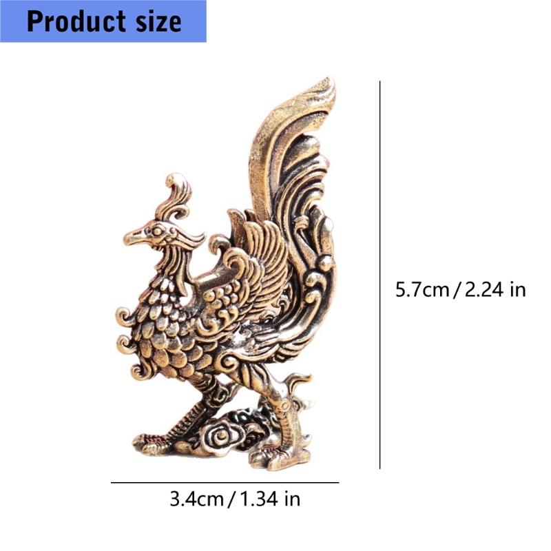 Elegant Antique Brasses Phoenixes Sculpture Spreading Wing with Auspicious Cloud Base Chinese Mythologies Bird Ornament Gift
