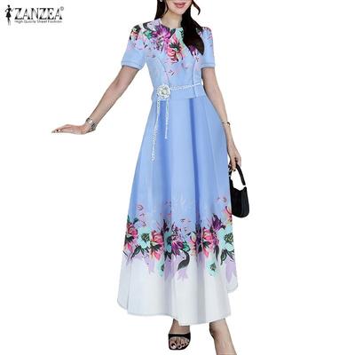 Women Short Sleeve Blouse and Long Skirts Summer Floral Print Two Piece Sets