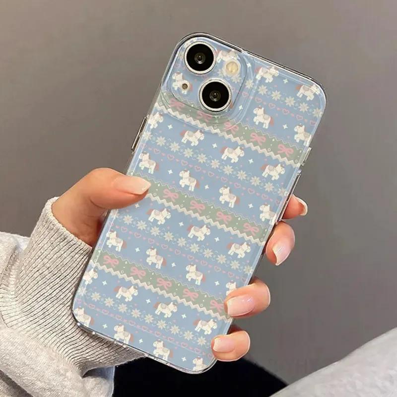 

Pastel Blue Unicorn Print Clear Phone Case For Samsung Galaxy S26 S24 S25 S23 Ultra S22 S21 S20 Plus FE A50 A71 A72 Soft Cover Galaxy A50