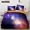 Set Copripiumino Cielo Notte Spazio Universo Stelle Nebulose Luna Set Biancheria da Letto Decorativo King Twin Size Copripiumino in Poliestere