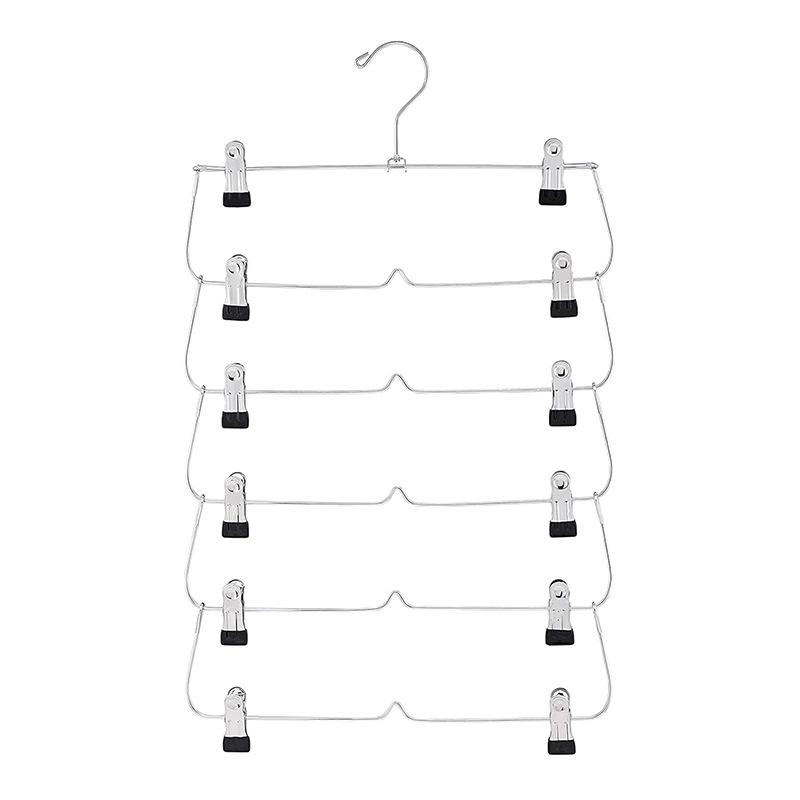 6-Tier Skirt Hangers with Clips Pant Space Saving Multiple In One Clothes with Clip Multiple Pants Hanger for Closet