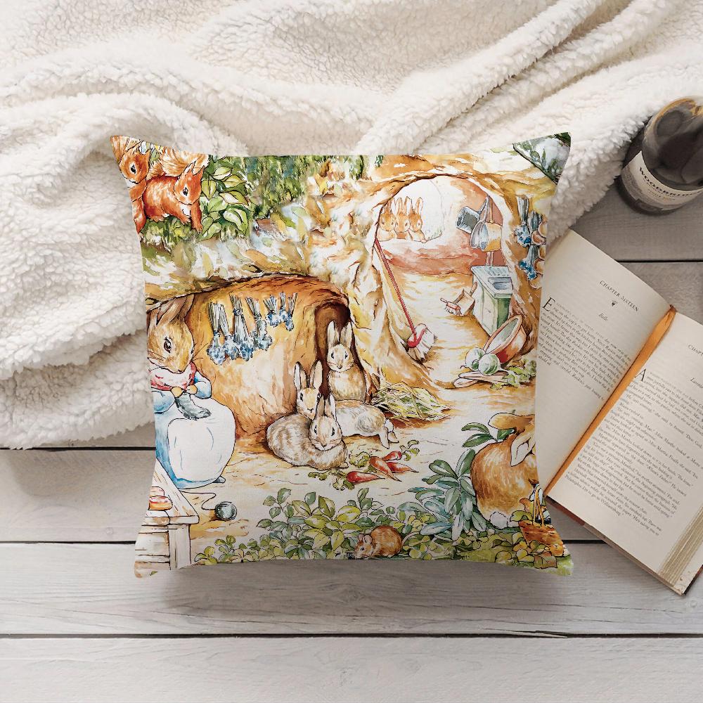 Cartoon Cute PPeter RRabbit Pillow Case Home Decoration Cushion Cover Suitable For Bedroom Car Office Sofa