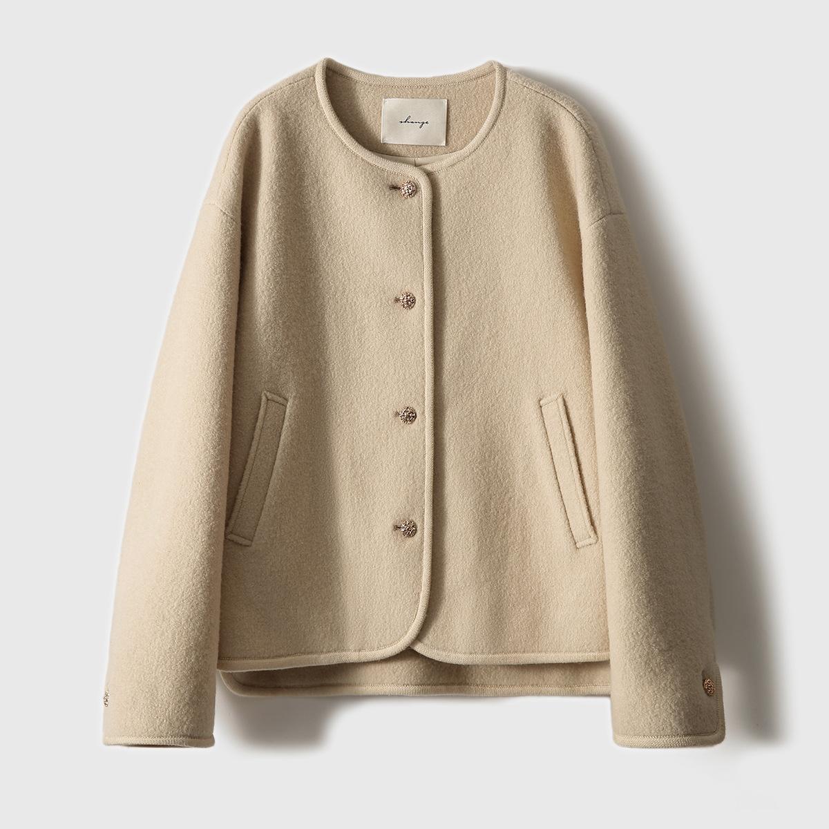 Осенне-зимнее обновленное повседневное короткое пальто Нишевый дизайн Бежевое короткое пальто S