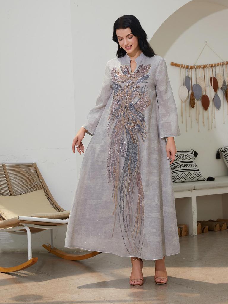 Dubai Arab Cross-border Mesh Sequin Abaya for Muslim Women