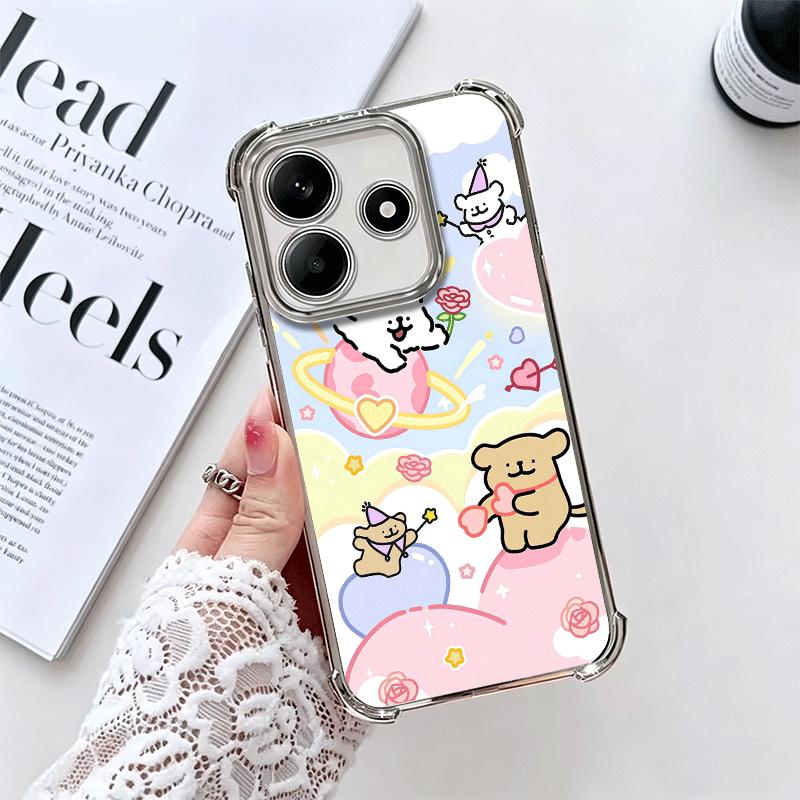 

Kawaii Line Puppy Cute Soft Phone Case For Xiaomi Redmi Note 14 15 Pro Plus 13 12 11S 11T 5G 10 9S 9 Plating Anti-Fall Fundas Redmi Note14ProPlus