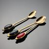304 Stainless Steel Ceramic Bead Patch Coffee Spoon Gold Colorful Gift Spoon Small Dessert Spoon