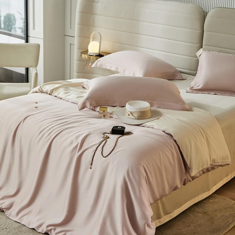 Queen Size Soft Silky Skin Friendl Sleeping Naked Lyocell Bedding Set  Duvet Cover Set Bed Sheet Pillowcases